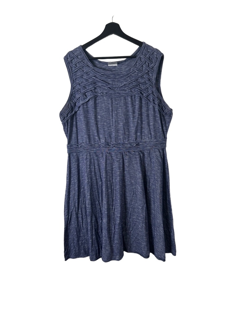 Avenue Dress Womens Size 18/20 Blue Pin Striped Sleeveless Textured Round Neck